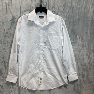 Van Heuson‎ Men's Button Up Shirt Long Sleeve Regular Fit White M Wrinkle Free